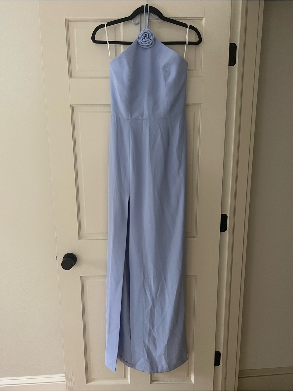 Amanda Uprichard Light Blue Halter Dress with Rosette